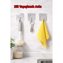Destpak 3'lü Inox Renk Askı - Banyo, Mutfak, Kapı Arkası - Kendinden Yapışkanlı - Çift Taraflı Bant Vidasız