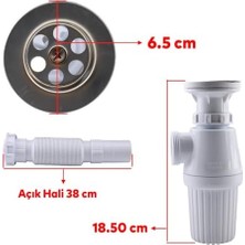 Nexa Sifon Körüklü Sökülebilir Tas'lı Temizlenebilir Mutfak Banyo Lavabo Taşı Gider Borusu Plastik 38 cm