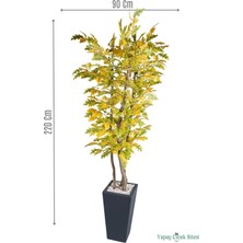 Yapay Çiçek Sitesi Ahşap Saksıda Yapay Meşe Ağacı 220 cm