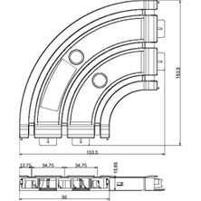 Yapımaks Korniş Perde Rayı, 3'lü Dönüş 90 Derece, Beyaz