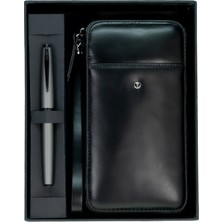 Scrikss Scrıkss El Çantası Hakiki Deri Siyah & 78MG Roller Mat Gri Set Dr 2010-S1