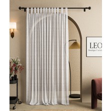 Boutique Curtain Kemerli Keten Rustik Tül Perde Pilesiz Ekru Renk