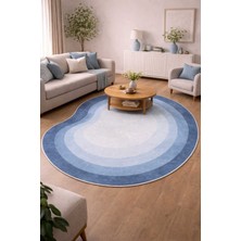 Qatalina Özel Kesim Mavi Modern Halı Kaymaz Taban Makinede Yıkanabilir Leke Tutmaz Yeni Nesil Halı 130MAVİ