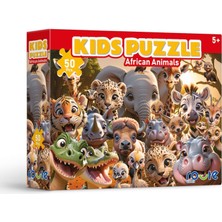 Route Games 50 Parça Çocuk Puzzle Afrika Hayvanları Yapboz 5+ Yaş Için Yapboz
