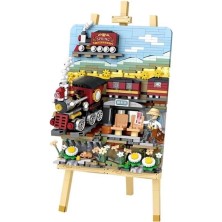 Butik Mey Ithalat® LZ-1296 Loz Tren Istasyonu Ahşap Boyama 758 Parça Block Oyuncak