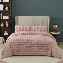 Nevore Home Ultra Soft Peluş Pudra Çift Kişilik Yatak Örtüsü Seti 220X240 cm – Yumuşak Dokulu