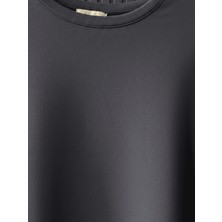 Modarte Kadın Uzun Tesettür Tunik Basic Salaş – Yan Yırtmaçlı Günlük Sweat Tunik Antrasit