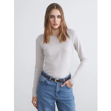 LC Waikiki Gri Bisiklet Yaka Kadın Body