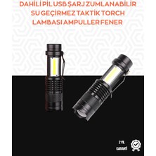 Aesco Taşınabilir Şarjlı LED Fener - 4 Modlu, 2000LM, Ayarlanabilir Odak