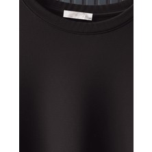 Modarte Kadın Uzun Tesettür Tunik Basic Salaş – Yan Yırtmaçlı Günlük Sweat Tunik Siyah