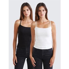 LC Waikiki Beyaz Kare Yaka Ip Askılı Kadın Atlet 2'li