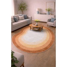 Qatalina Özel Kesim Turuncu Modern Halı Makinede Yıkanabilir Kaymaz Taban Leke Tutmaz Dekoratif Halı 130TRNC