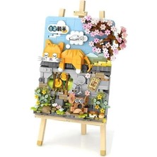 Butik Mey Ithalat® LZ1386 Loz  Yatan Kedi Ahşap Boyama   Block Oyuncak 787 Parça