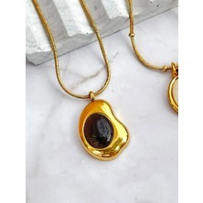 Vintage Asimetrik Kahve Çelik Kolye Chérıechıc Jewels