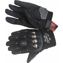 Çelik Mafsal Korumalı Motosiklet Eldiveni - Dokunmatik Ekran Uyumlu - Mevsimlik Full Parmak Motorcu Eldiveni - Siyah L Beden