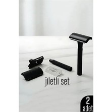 Belle Fusion Mey Ithalat® 2'li Şık Siyah Plastik Tıraş Aleti – Manuel Tıraş Bıçağı  , Jiletli Ergonomik Saplı
