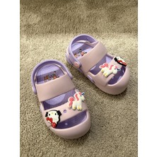 Akınalbella Kız Çocuk Sandalet Terlik Ultra Yumuşak Esnek Kaymaz Taban Unicorn Desen