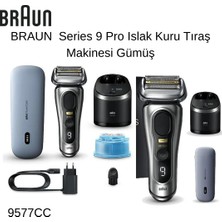 Braun  Series 9 Pro Islak Kuru Tıraş Makinesi Gümüş + Philips 3000 Serisi  Kulak-Burun Tüy Kesme Makinesi Hediye