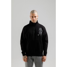 Airlife Sportswear Erkek Dik Yakalı ve Yarım Fermuarlı Sweatshirt Siyah