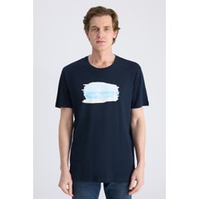 D'S Damat Ds Damat Regular Fit Lacivert Düz %100 Pamuklu T-Shirt 4HC144701015M