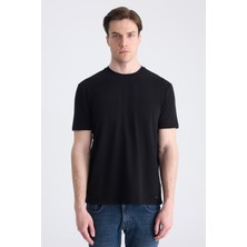 D'S Damat Ds Damat Regular Fit Siyah Düz %100 Pamuklu T-Shirt 4HC1400110372