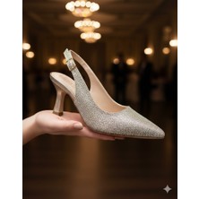 Kindep (Park Moda) Damla Taş Detaylı Burnu Kapalı Abiye Kadın Ayakkabı Ros