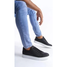 Aymood SLW165 Elite Cilt Erkek Günlük Sneaker Ayakkabı Bt Siyah