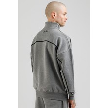 Airlife Sportswear Erkek Dik Yakalı ve Yarım Fermuarlı Sweatshirt Titanyum
