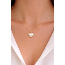 Neora 14K Altın Kaplama  Inci Zarif Kalp  Kadın Çelik Kolye