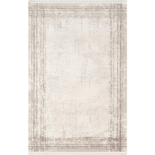 Karmen Halı Look Classıc LK003G Çerçeveli Krem Gri Modern Desen Akrilik Dokuma Taban Tozuaz Oturma Odası Halısı