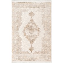 Karmen Halı Look Classıc LK005B Çerçeveli Krem Bej Klasik Desen Akrilik Dokuma Taban Tozuaz Oturma Odası Halısı