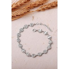 Sümer Telkari Baget Taşlı Işıltı Yolu Rodyumlu 925 Ayar Gümüş Bileklik 4893