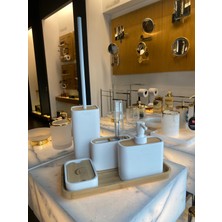 Gedy Ninfea 4 Parça Banyo Aksesuar Seti - Bambu & Mat Beyaz