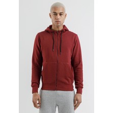 Airlife Sportswear Erkek Kapüşonlu ve Tam Boy Fermuarlı Sweatshirt Bordo
