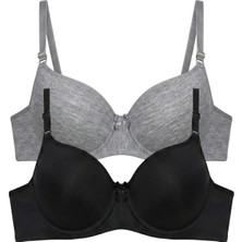 Laperissa Kaplı/pedli Dolgusuz Balenli Comfort Sütyen Ikili Set Gri/siyah
