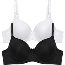 Laperissa Kaplı/pedli Dolgusuz Balenli Comfort Sütyen Ikili Set Buz Beyazı/siyah