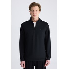 D'S Damat Ds Damat Regular Fit Siyah Düz Modal Sweatshirt 5HCE247021013