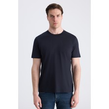 D'S Damat Ds Damat Regular Fit Lacivert Düz %100 Pamuklu T-Shirt 4HC1447010352