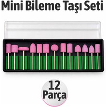 Badem10 Mini Dremel Taşlama Seti Saplı Bileme Taşı 12 Parça Hassas Taşlama Seti Manikür Seti