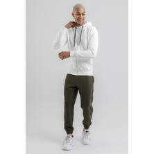 Airlife Sportswear Erkek Kapüşonlu ve Tam Boy Fermuarlı Sweatshirt Ekru