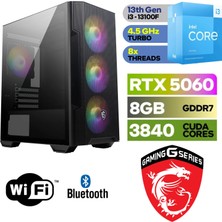 MSI Şafak-Gaming Pc Ddr5-Intel Core I3 13100F-RTX 5060 8gb-16 GB Ddr5 Ram-1 Tb Nvme 5000 4000-WİN11PRO - Wifi Bluetooth-