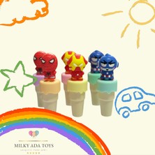 Milky Ada Toys Sevimli Kahramanlar Spiderman  Tasarımlı Mini Keçeli Kalemler 6'lı Çantalı 7 cm