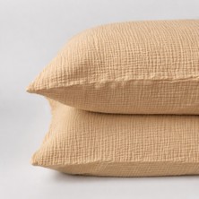 Anne Sesi 4 Katlı Müslin 2'li Yastık Kılıfı %100 Organik Pamuk , 50X70 cm Çöl Kumu , Bohem, Sade, Yumuşak