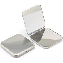 Gaman Kare Metal Cep Aynası - Katlanabilir, Çift Taraflı, Mini Makyaj Aynası, 5cm