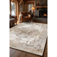 Kilim Home Premium Soft Vintage Bej Halı – Modern Klasik Medalyon Desen
