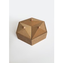 Yegane Concept Ham Mdf, Boyanabilir, 3 Kapaklı 25 cm Kutu, Şekerlik, Takı Kutusu, Çok Amaçlı Kutu