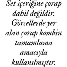 Laperissa Siyah Micro Dantel Detaylı Jartiyerli Kapsız Örme Iç Çamaşırı Takımı