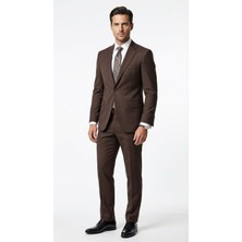 Plus Scorpion Slim Fit  Erkek Takım Elbise Premium Polyviscon Likralı Tek Düğme Çift Yırtmaçlı  Modern Kesim