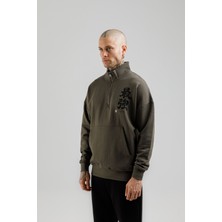Airlife Sportswear Erkek Dik Yakalı ve Yarım Fermuarlı Sweatshirt Haki