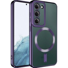 ZM Store Galaxy S23 Uyumlu Kılıf M-Safe Özellikli Kamera Korumalı Kenarları Parlak Şeffaf Setro Kapak